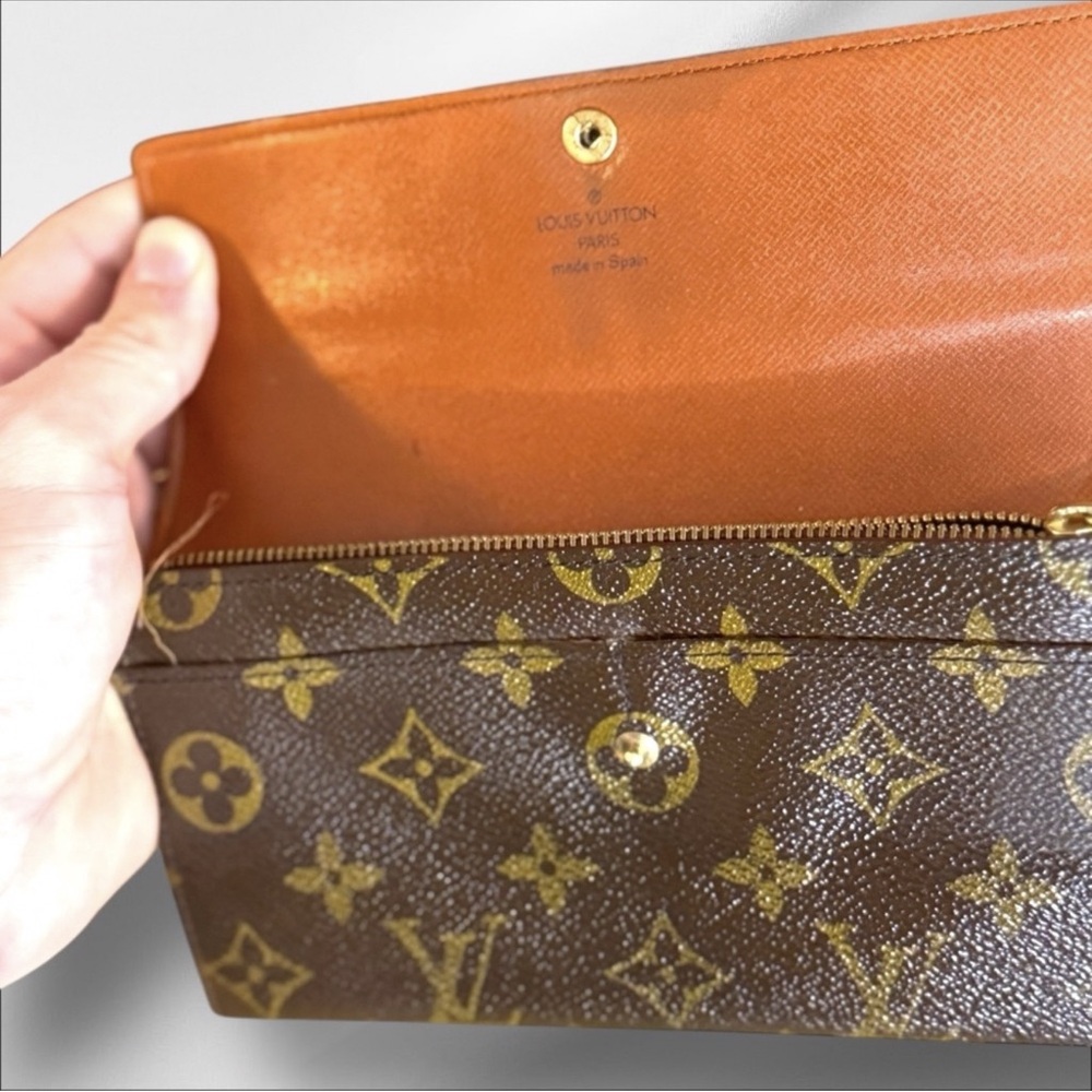 Louis Vuitton Monogram Sarah Long Wallet Authentic Bifold Brown Gold CA0956 - Picture 5 of 12